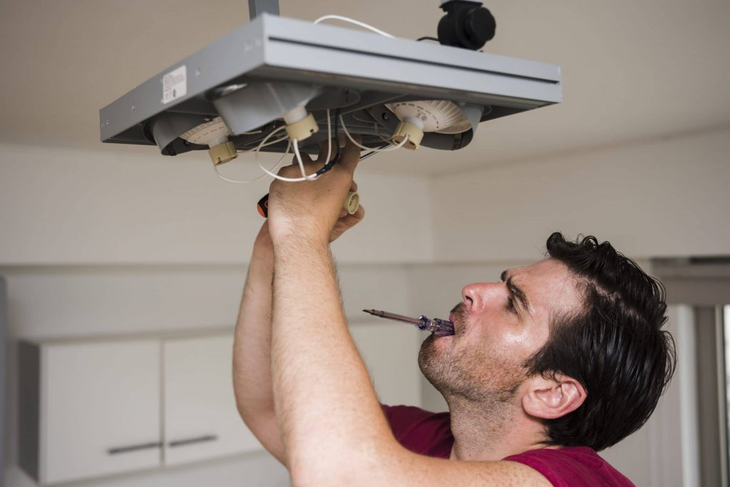 man fixing